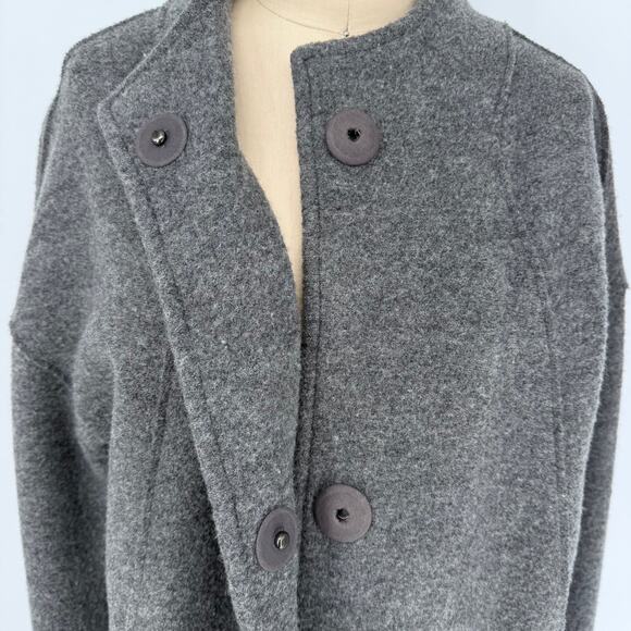 Eileen Fisher Boiled Wool High Collar Coat Womens Small - Picture 7 of 13